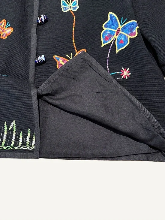 Drapers & Damons Embroidered Butterfly Jacket Petite M Cotton - Picture 3 of 7